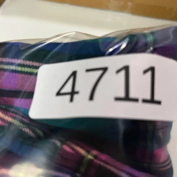 Victoria's Secret Pajama Pants Womens S Teal Pink Plaid Lurex Jogger Sleepwear - Picture 8 of 9